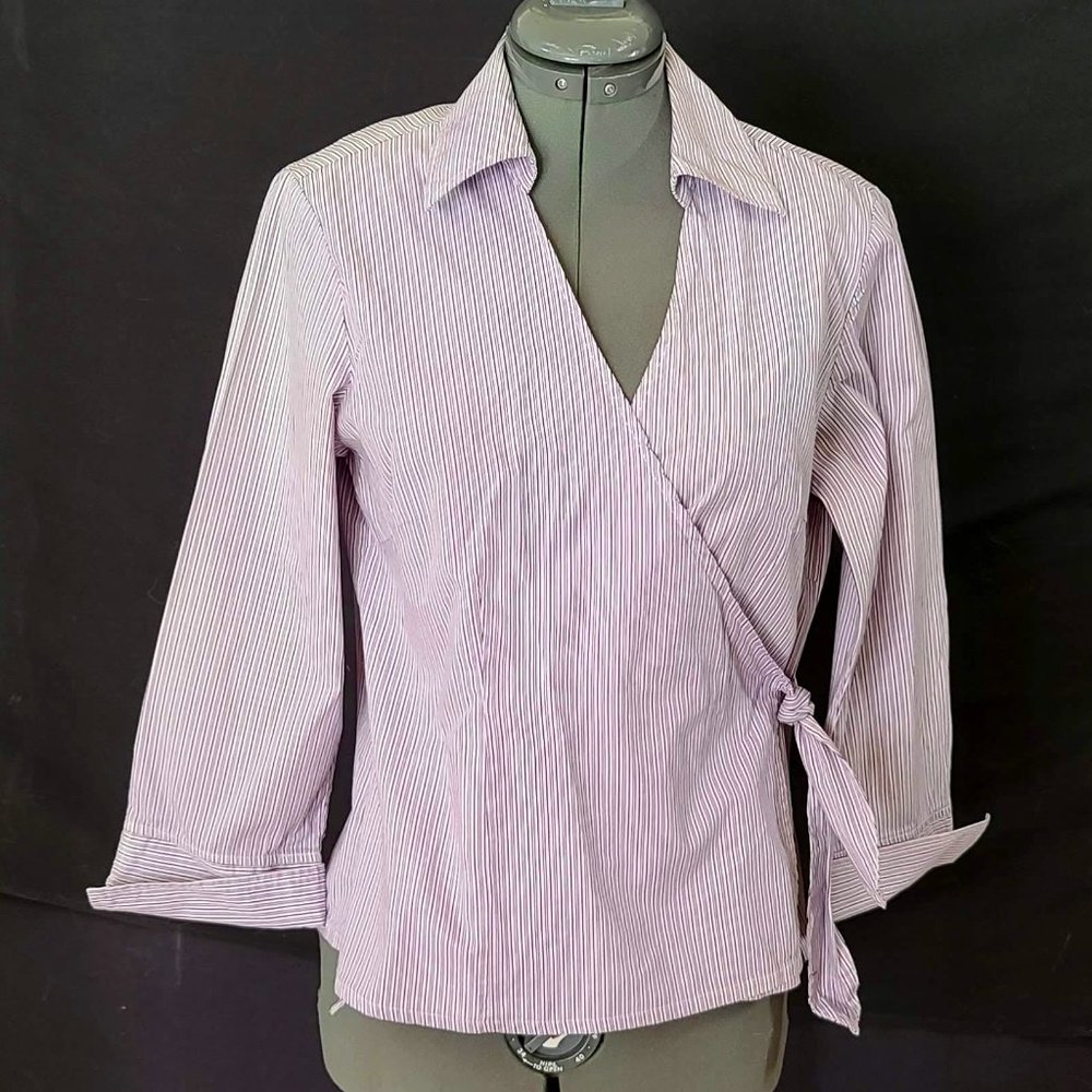 Womens Purple Pin Striped Blouse(Medium)